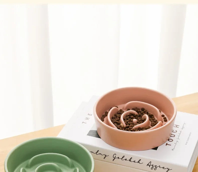 Ceramic Slow Feeder Pet Bowl For Cats And Dogs Anti Choke
