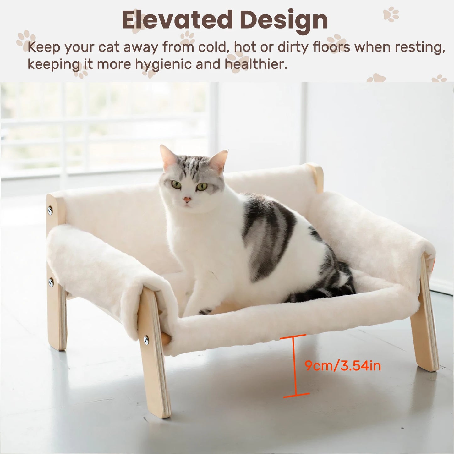 Hunan Cat Bed Raised Wooden Leg Plush Sofa For Cats