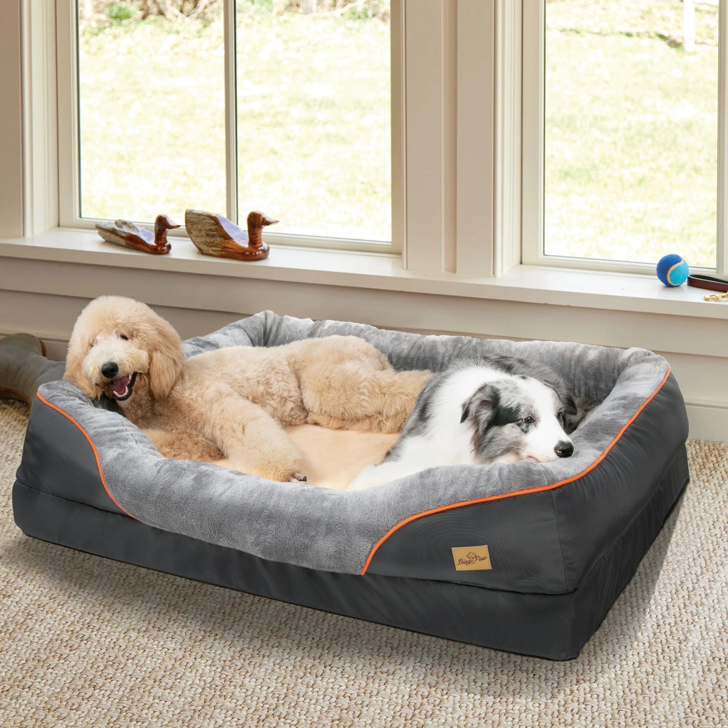 BINGOPAW Large Dog Bed Anti Allergy Warm Fleece Removable Cover