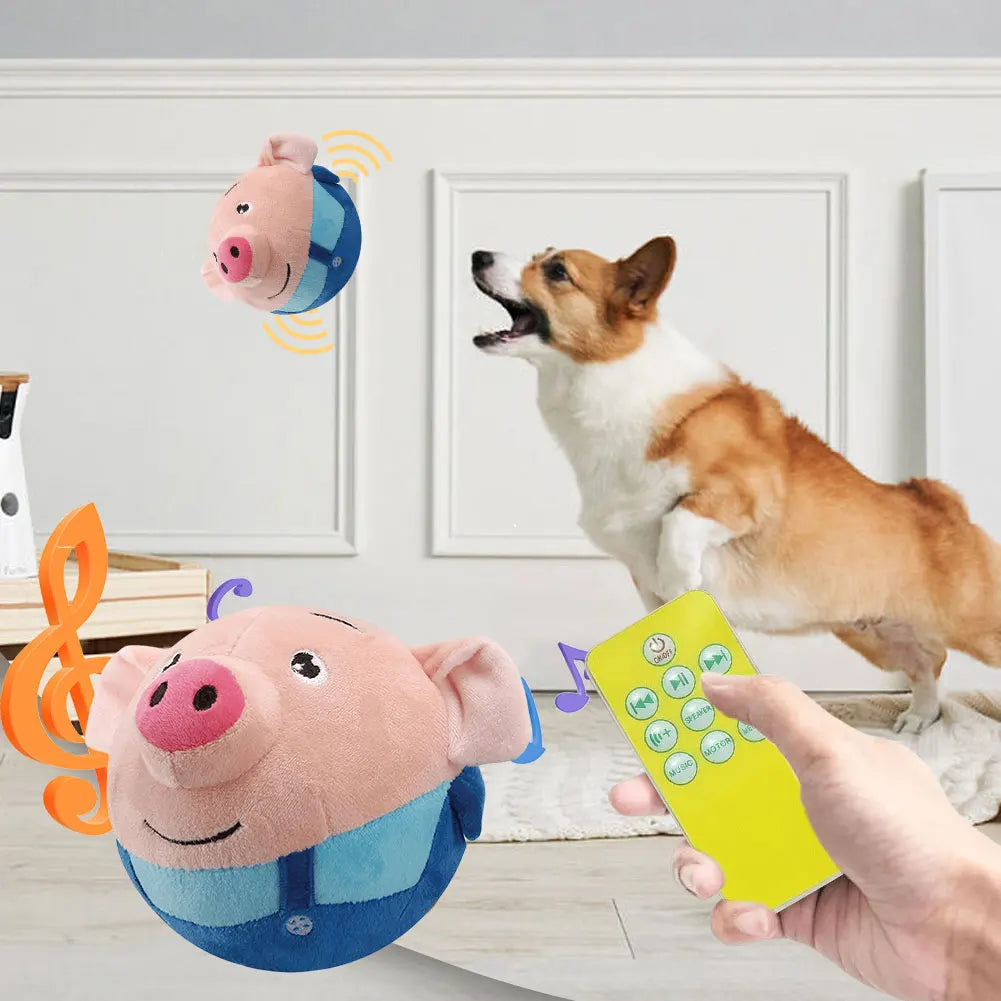 Hign-concerned Cartoon Pig USB Rechargeable Interactive Plush Toy for Dogs