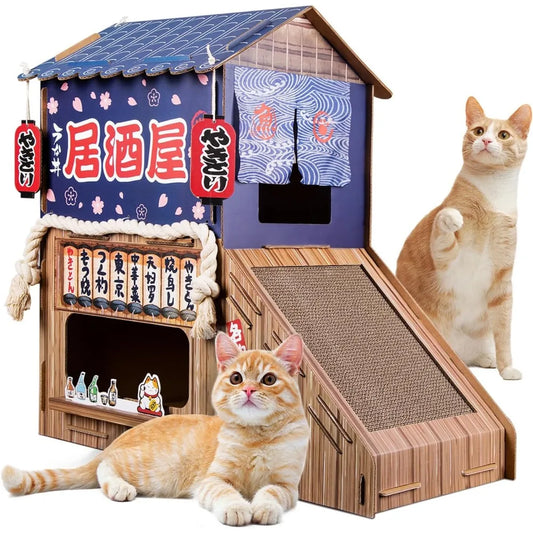 Cardboard Cat House Indoor Scratcher With Scratchers Bed