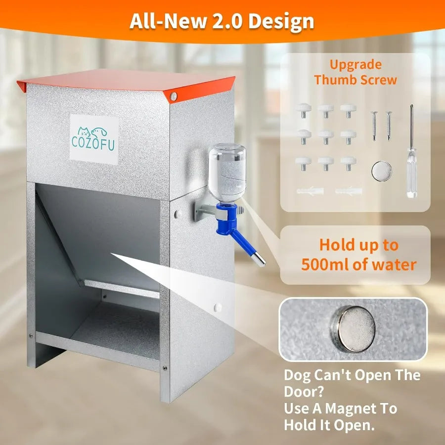 Hign-concerned Gravity Fed Dog Feeder With Water Bowl Outdoor