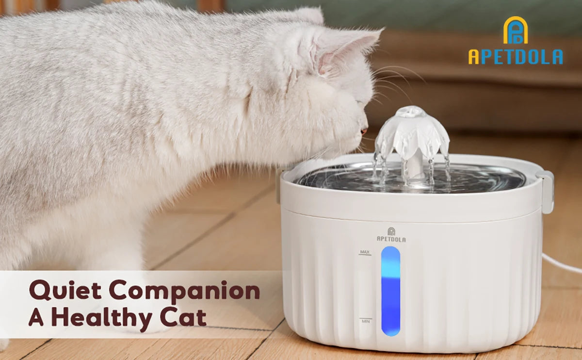 APETDOLA Cat Water Fountain Automatic Pet Water Dispenser Filtration
