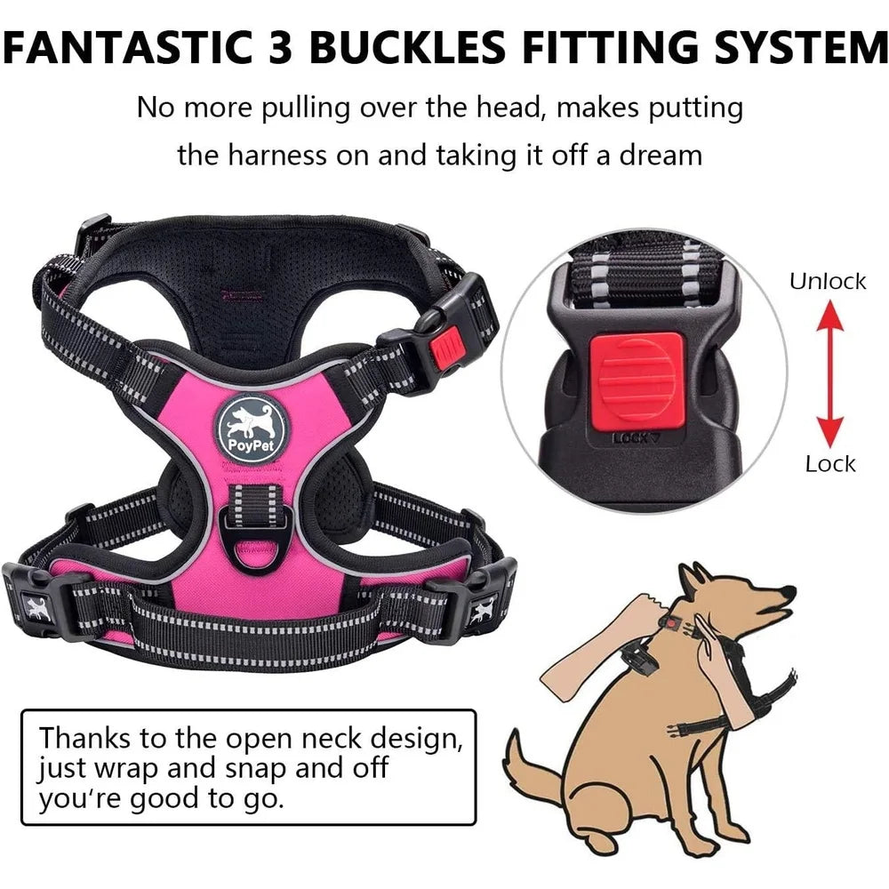 XMSJ Escape Proof Dog Harness With Reflective Leash No Pull