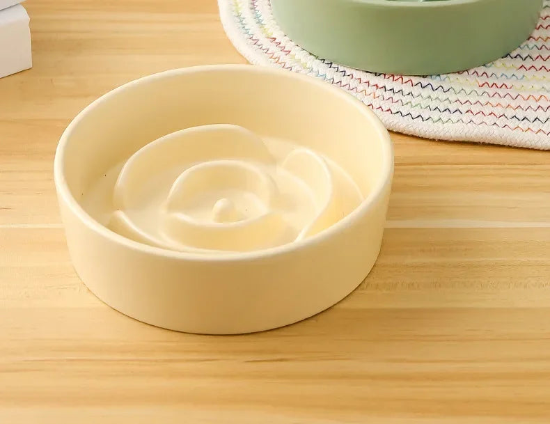 Ceramic Slow Feeder Pet Bowl For Cats And Dogs Anti Choke