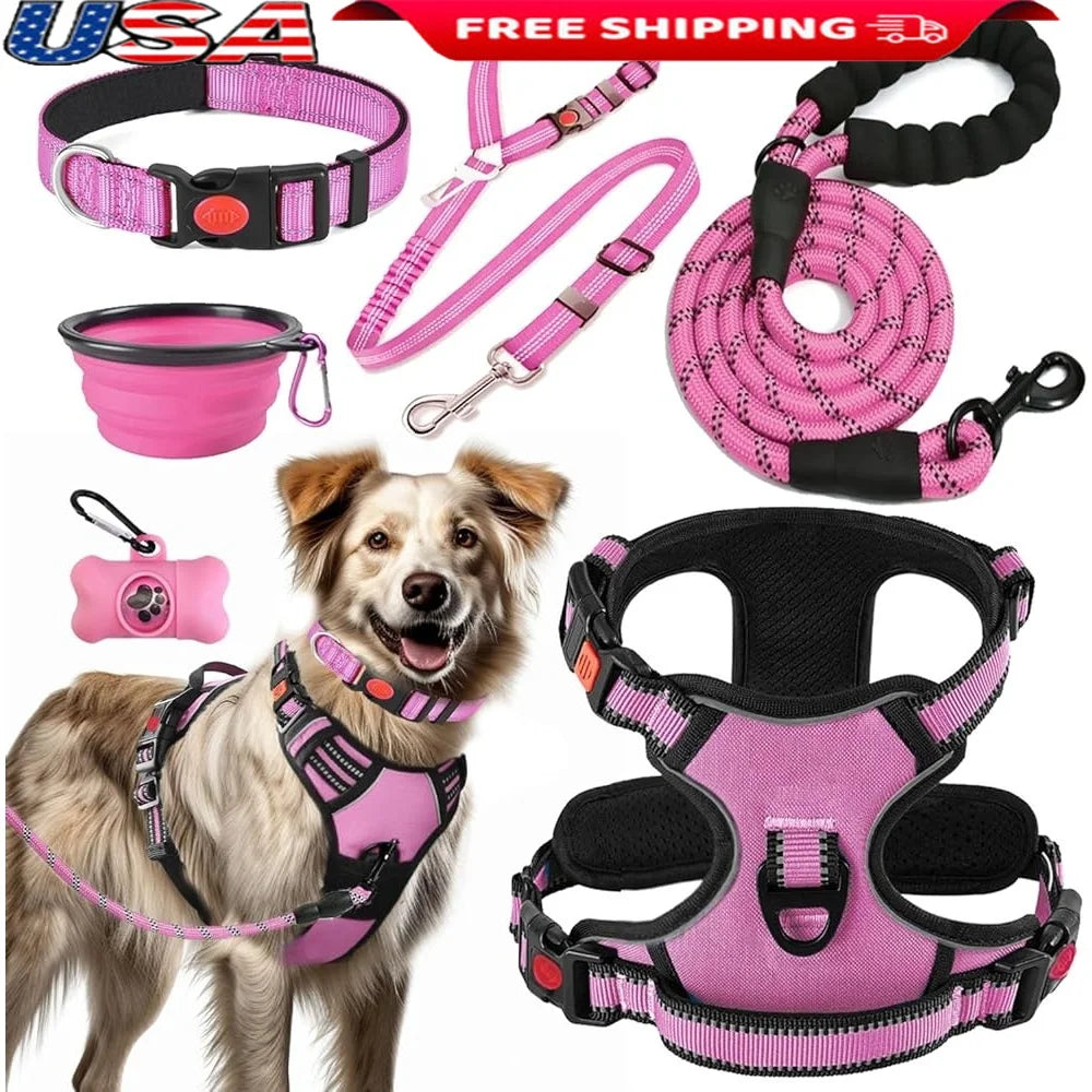 XMSJ All-In-One Dog Travel Harness Leash Kit With Seat Belt