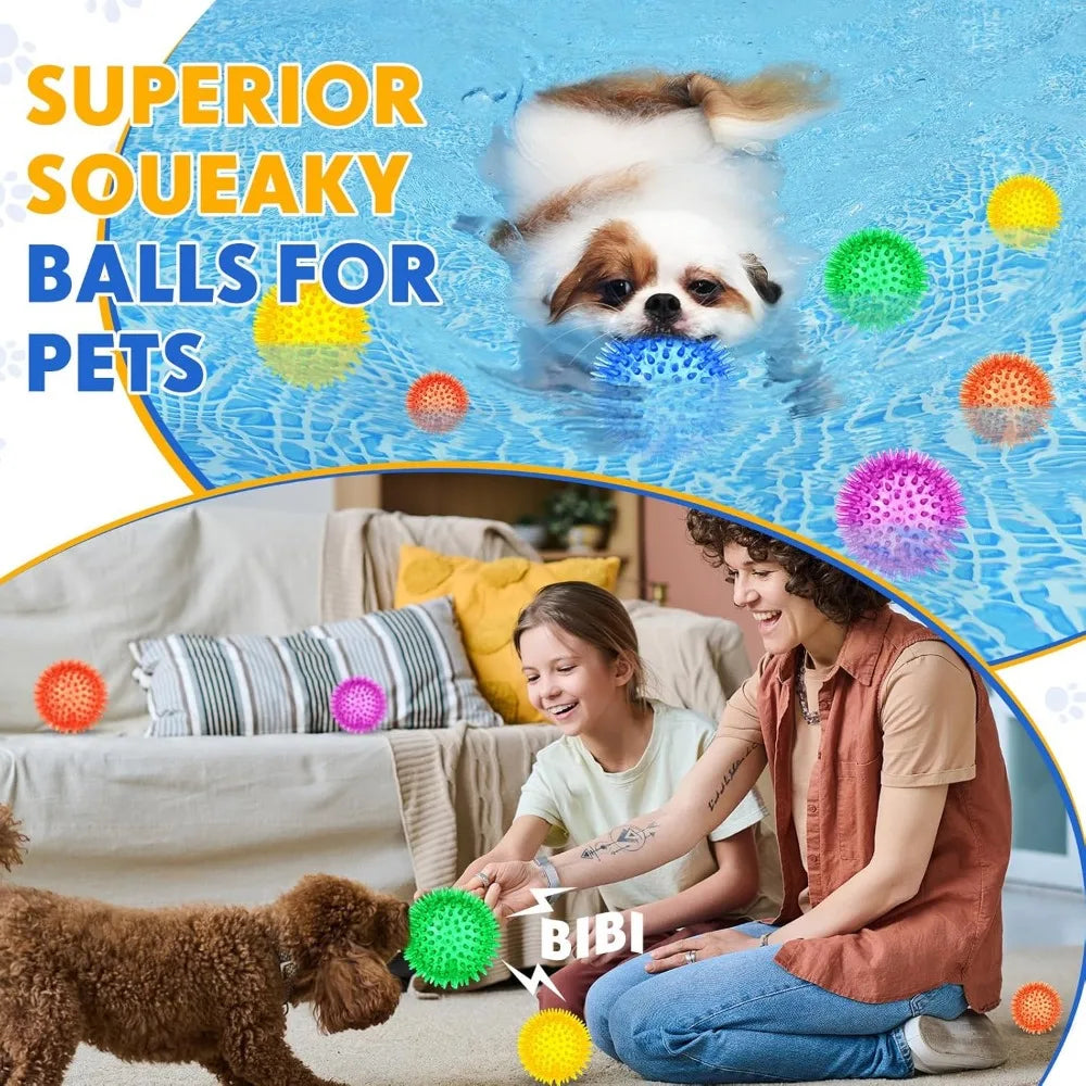 Hign-concerned Squeaky Spikey Dog Balls Pack for Aggressive Chewers