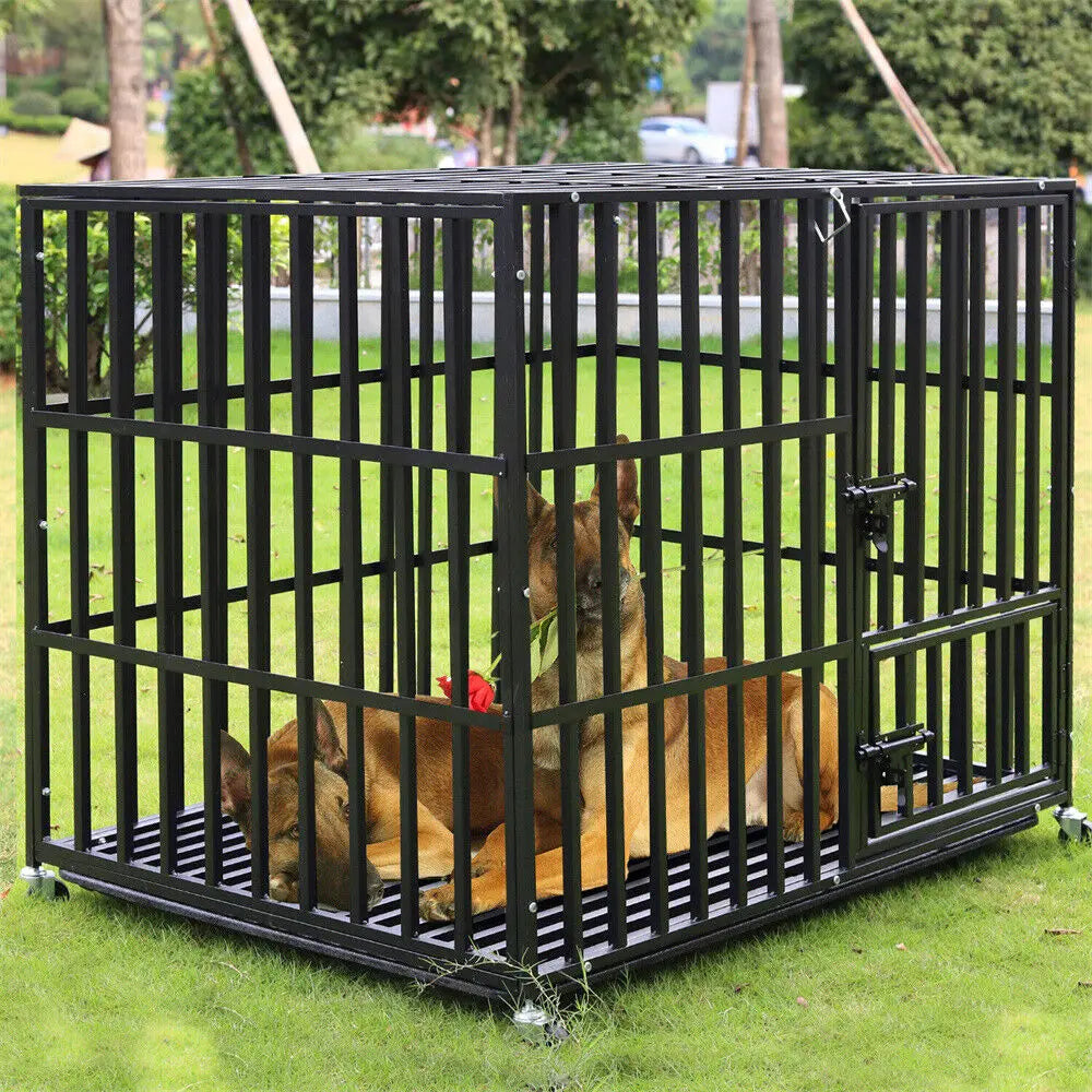 BINGOPAW Heavy Duty Dog Crate With Lockable Wheels