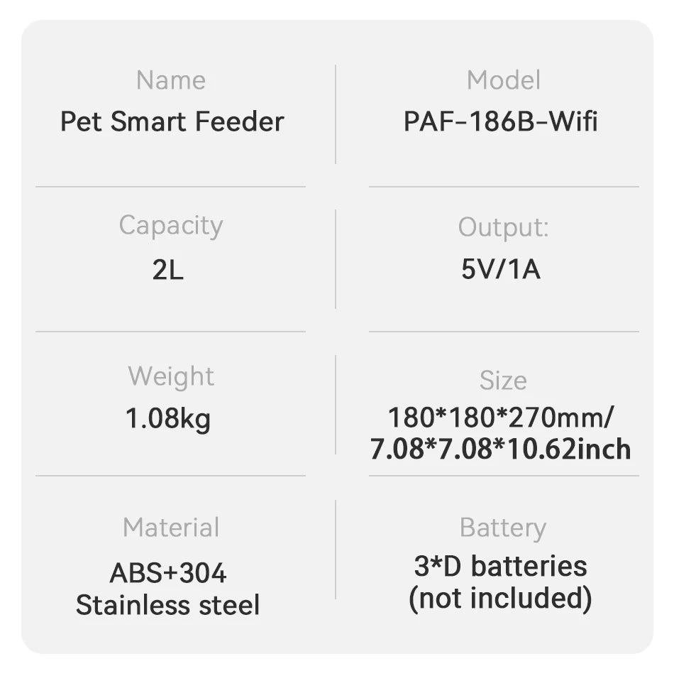 ROJECO Automatic Cat Feeder With WiFi App Remote Control