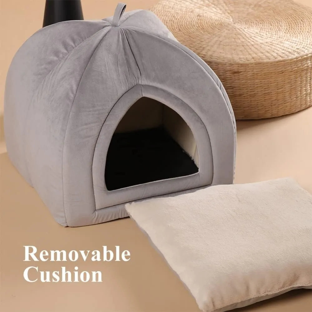 2 in 1 Cat House Bed for Indoor Cats