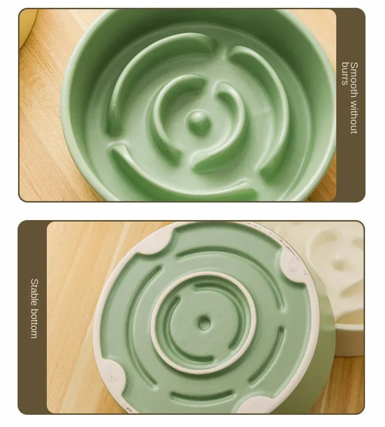 Ceramic Slow Feeder Pet Bowl For Cats And Dogs Anti Choke