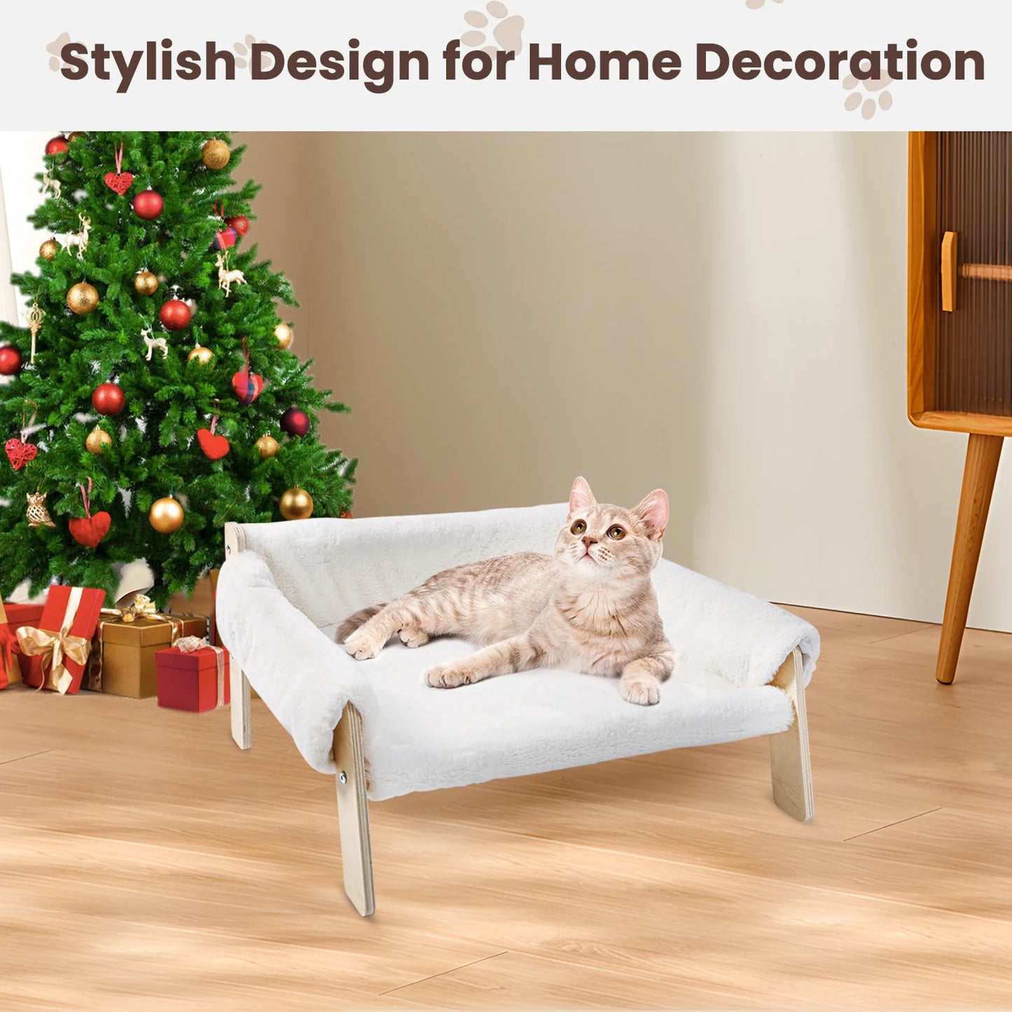 Hunan Cat Bed Raised Wooden Leg Plush Sofa For Cats