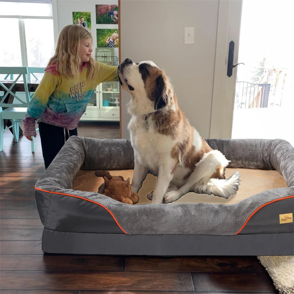 BORWART Orthopedic Memory Foam Dog Bed With Waterproof Removable Cover