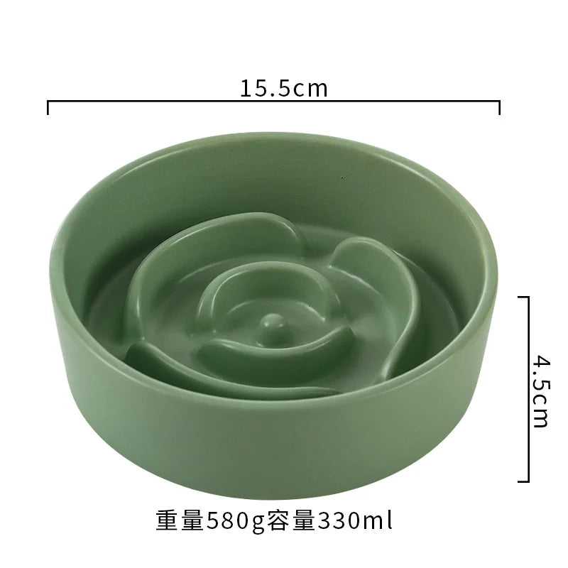 Ceramic Slow Feeder Pet Bowl For Cats And Dogs Anti Choke