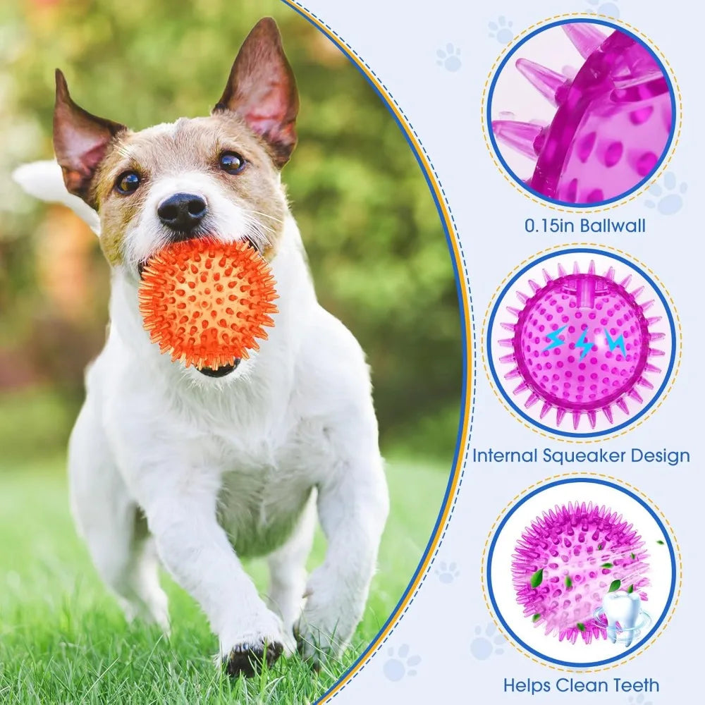 Hign-concerned Squeaky Spikey Dog Balls Pack for Aggressive Chewers