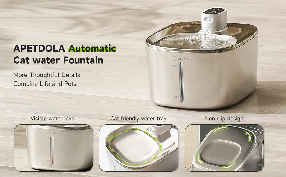 APETDOLA Wireless Cat And Dog Water Fountain Auto Sensor