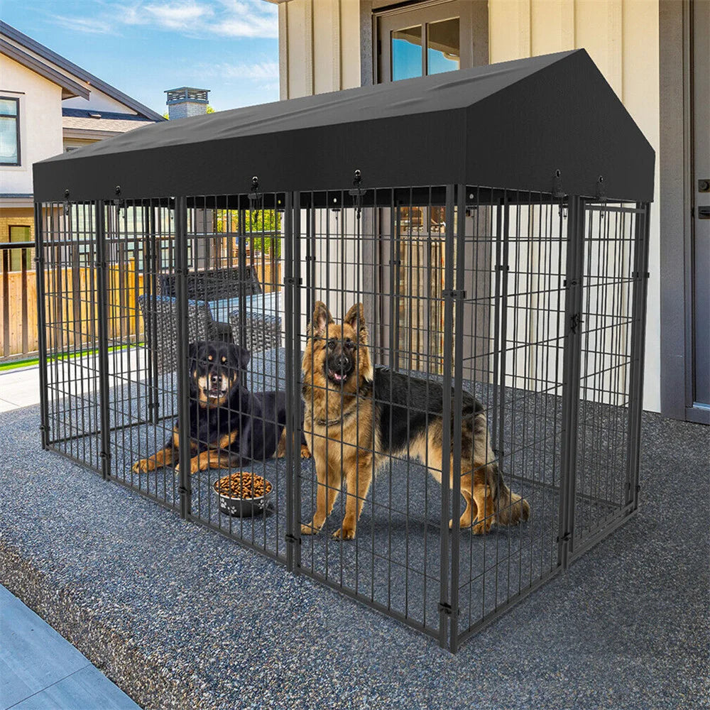 BORWAR Heavy Duty Dog Kennel Welded Metal Playpen Indoor Outdoor