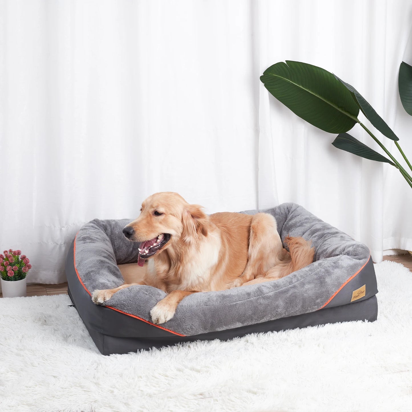BINGOPAW Large Dog Bed Anti Allergy Warm Fleece Removable Cover