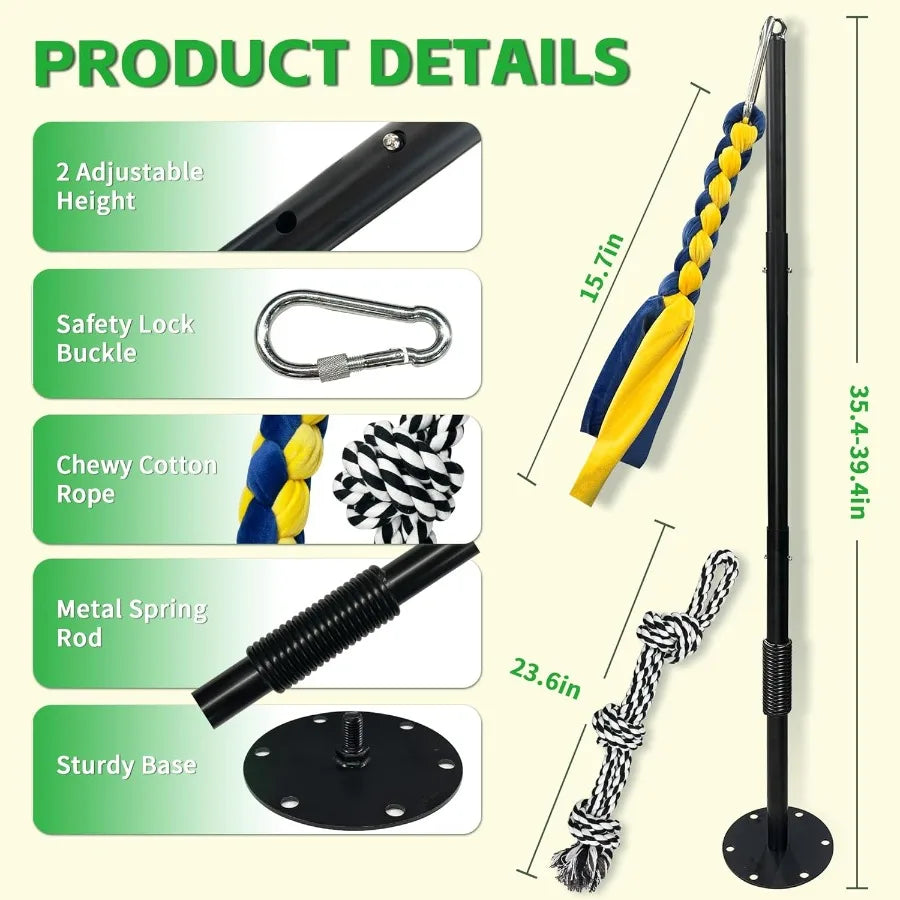 Tether Tug Outdoor Dog Toy Interactive Exercise Game With Rope Toys And Bell