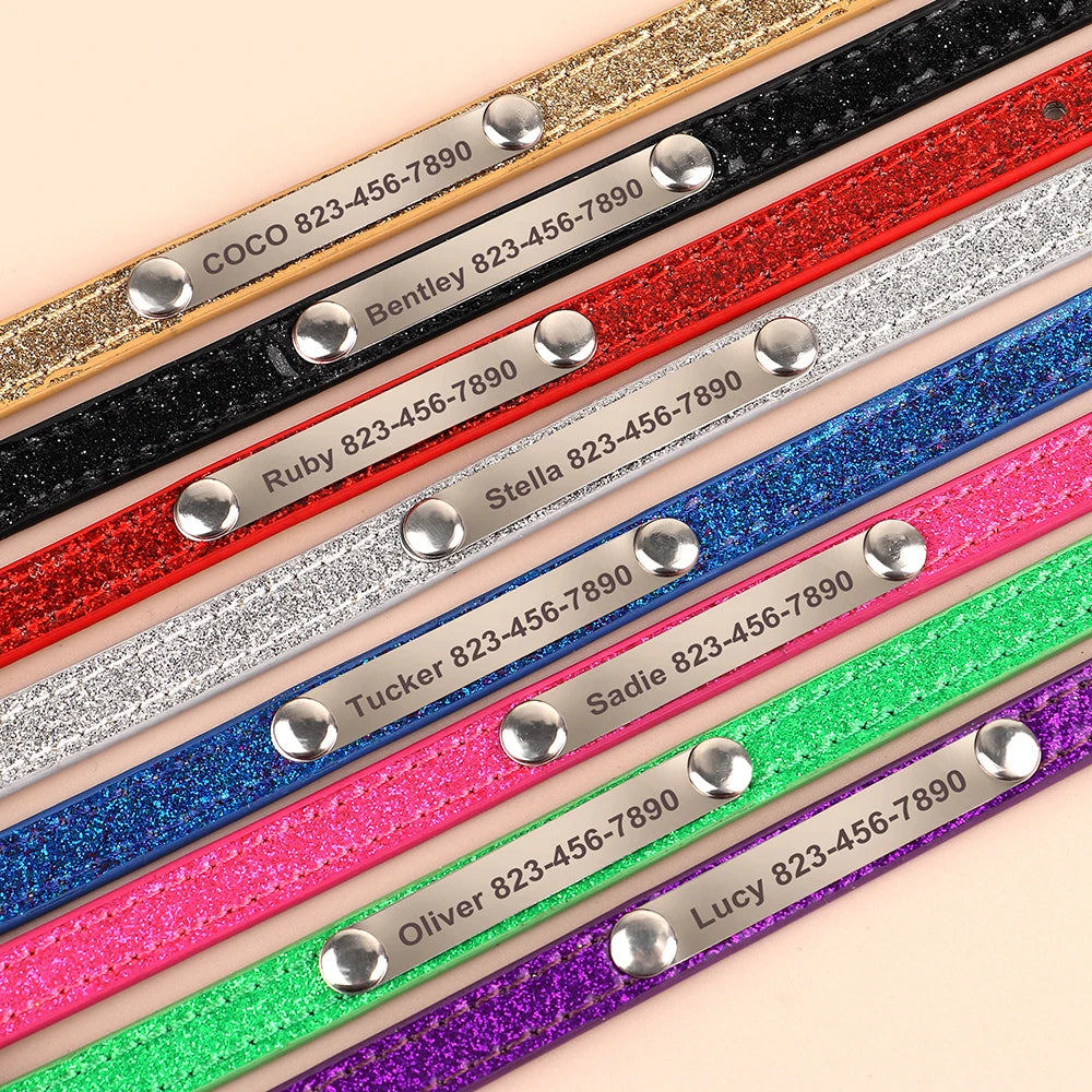 Beirui Custom Cat Collar Bling Leather With Engraved Id Nameplate