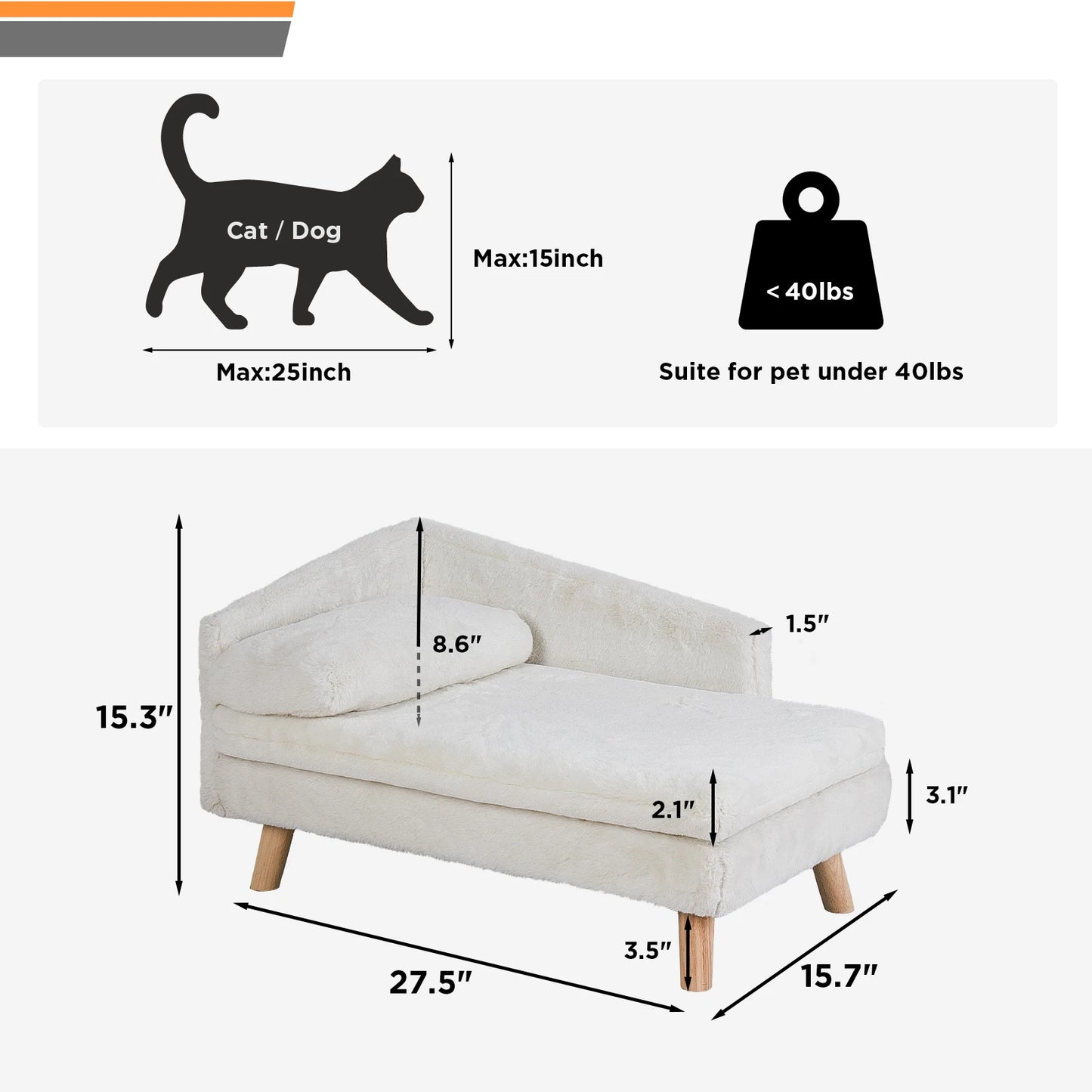 BINGOPAWCN Nordic Elevated Pet Bed With Sturdy Wood Legs