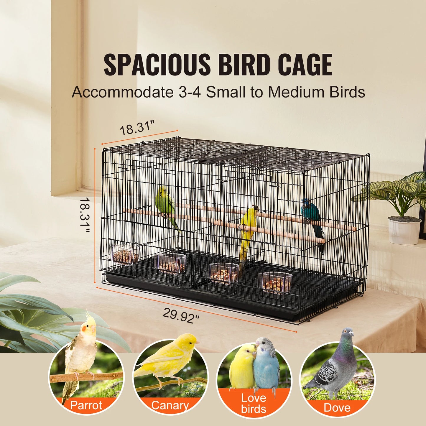 SucceBuy Flight Bird Cage Stackable Divider For Travel With Handle