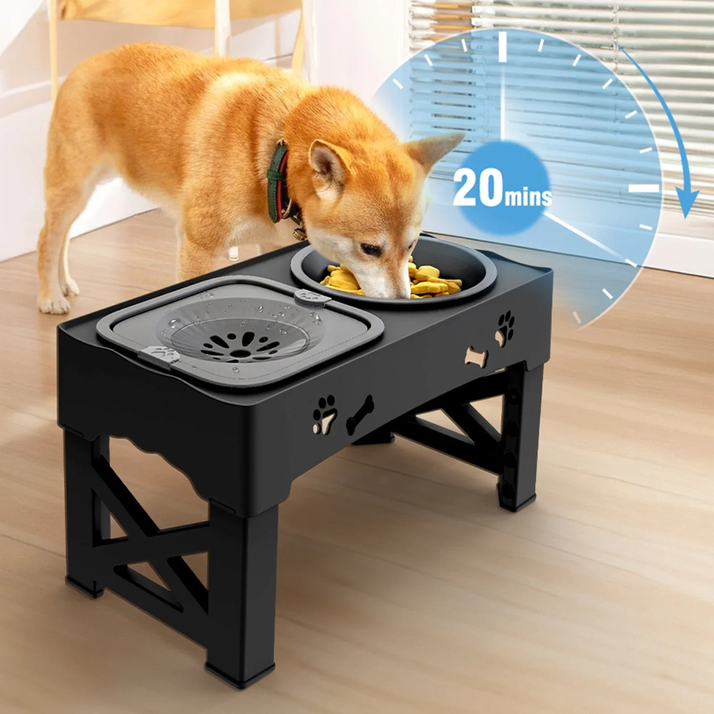 Feature 3 In 1 Pet Feeder Slow Feed Bowls Foldable