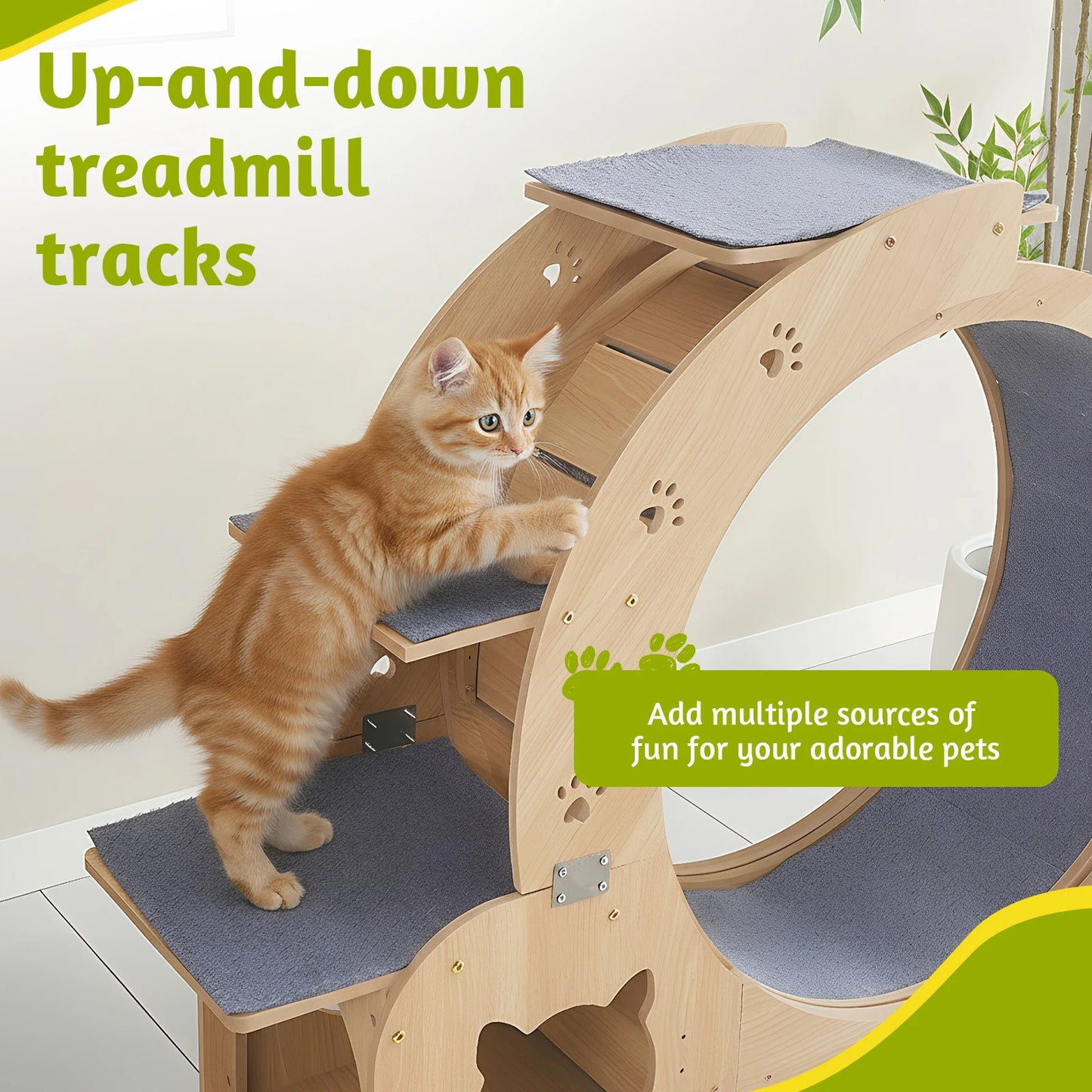 APWIKOGER Six In One Indoor Cat Activity Center Wooden Teaser