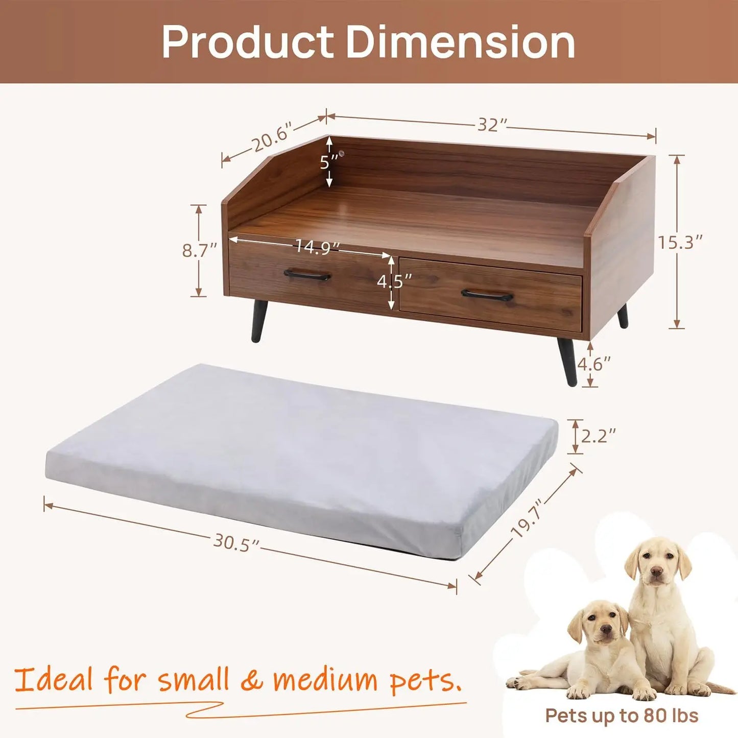 XMSJ Elevated Dog Bed Frame With Mattress
