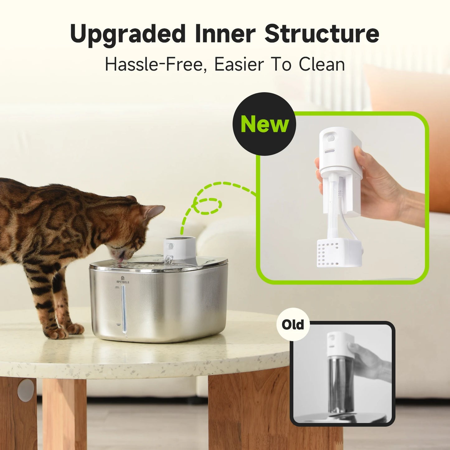 APETDOLA Wireless Cat And Dog Water Fountain Auto Sensor