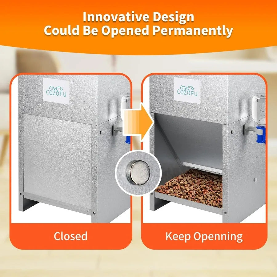 Hign-concerned Gravity Fed Dog Feeder With Water Bowl Outdoor