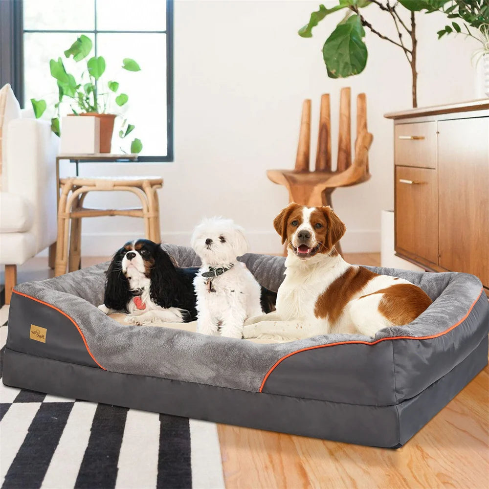 BORWART Orthopedic Memory Foam Dog Bed With Waterproof Removable Cover