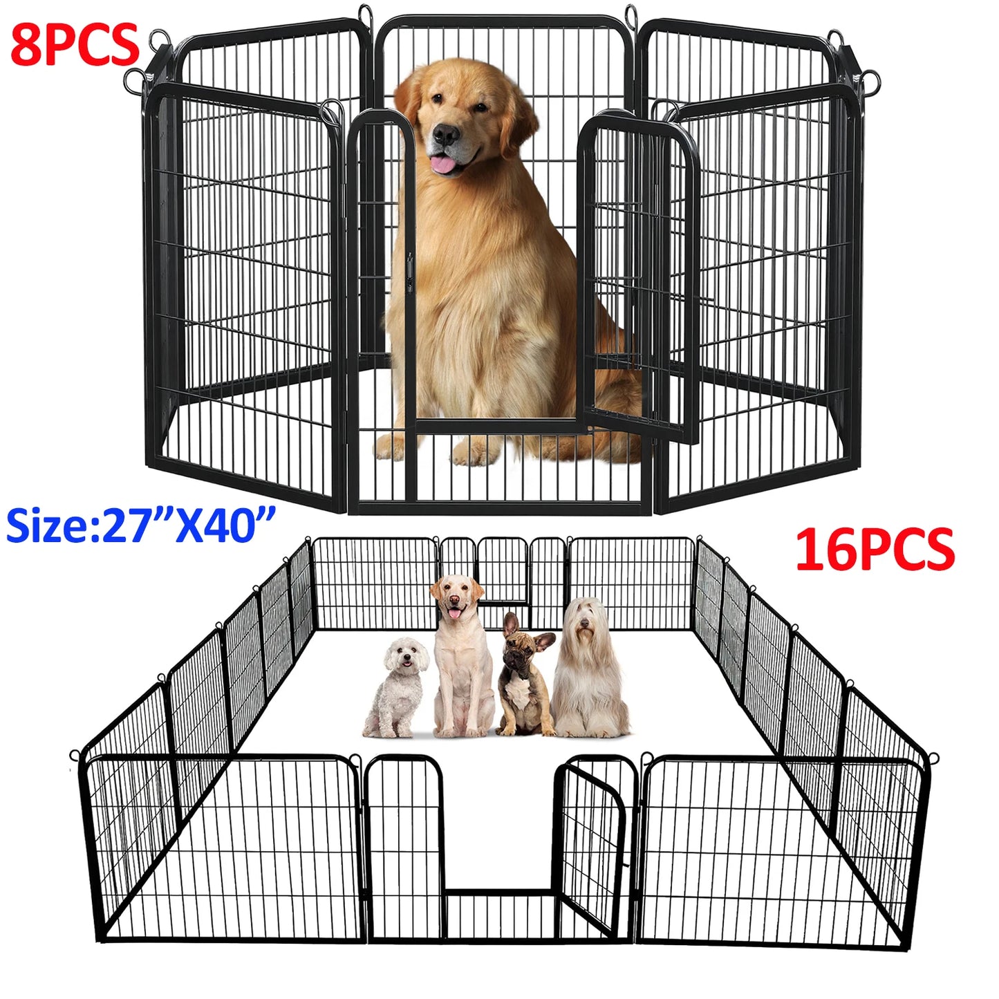 Dog Playpen With Door Foldable Metal Pet Fence For Indoor Outdoor Use Heavy Duty Puppy Exercise Pen For Yard RV Camping