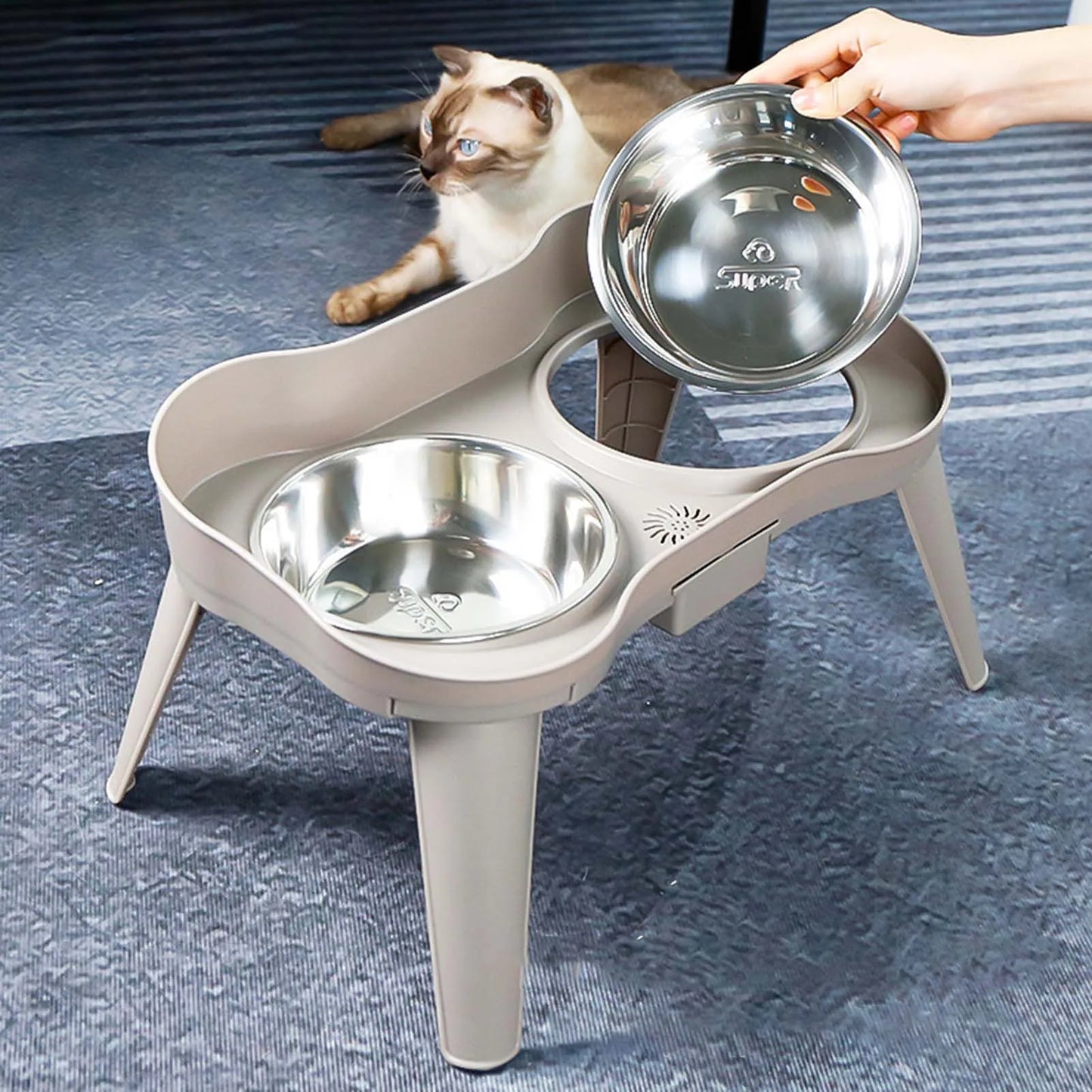 Hign-concerned Elevated Dog Feeder Stainless Steel No Spill Design