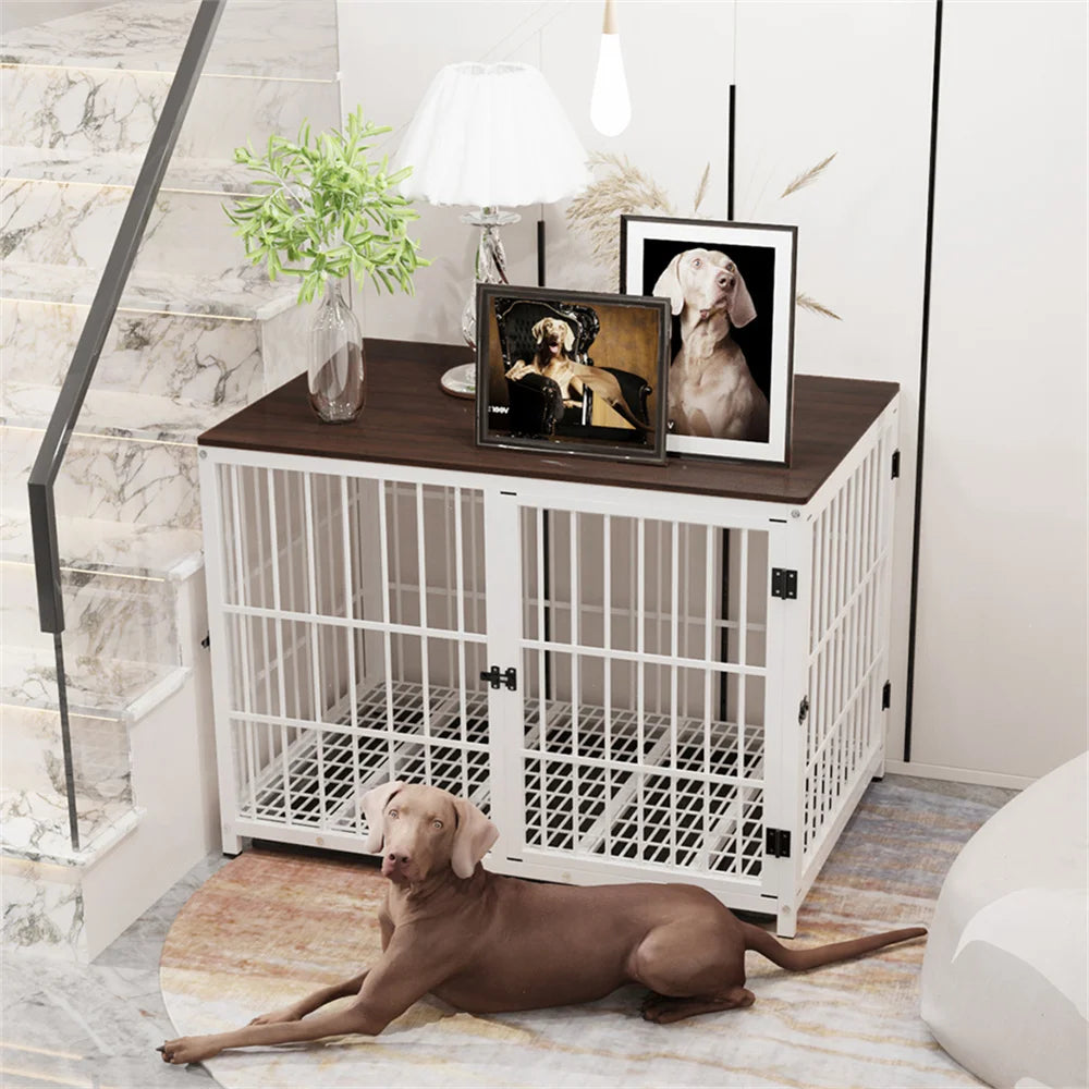 BORWARTH Wooden Dog Crate End Table Kennel With 3 Doors