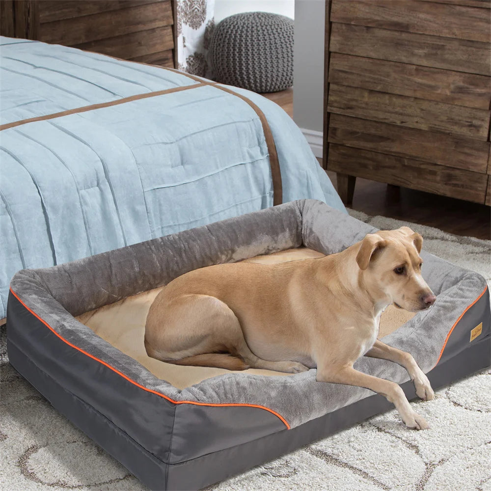 BORWART Orthopedic Memory Foam Dog Bed With Waterproof Removable Cover