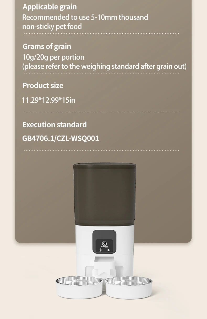 PAPIFEED Dual Bowl Smart Automatic Pet Feeder With WiFi