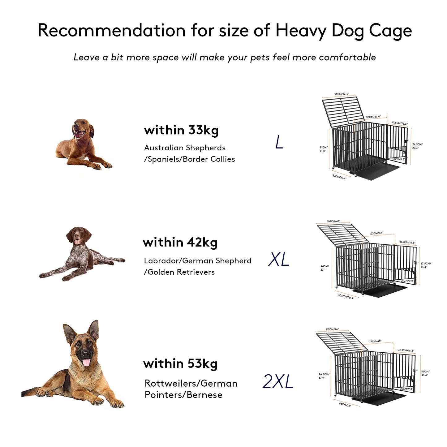 BINGOPAW Heavy Duty Dog Crate With Lockable Wheels