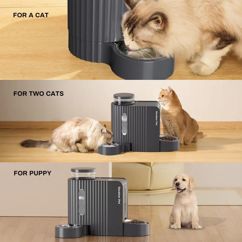 Hign-concerned Automatic Gravity Cat Food Feeder and Water Dispenser