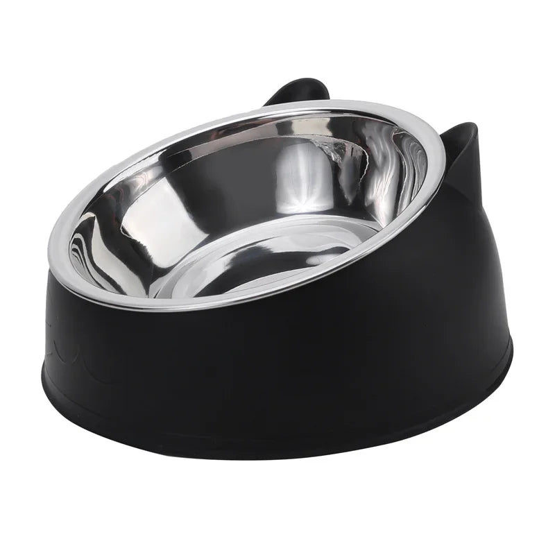 High-concerned Cat Bowl Inclined Stainless Steel Feeding Dish