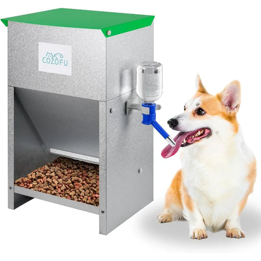Hign-concerned Gravity Fed Dog Feeder With Water Bowl Outdoor
