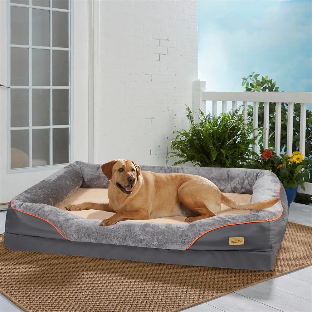 BORWART Orthopedic Memory Foam Dog Bed With Waterproof Removable Cover