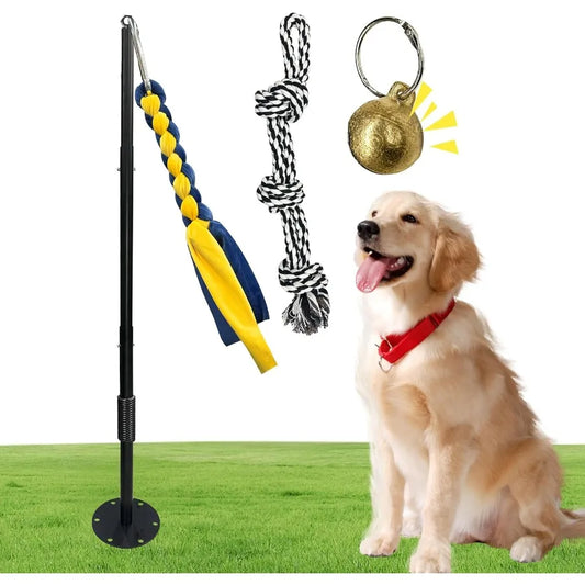 Tether Tug Outdoor Dog Toy Interactive Exercise Game With Rope Toys And Bell