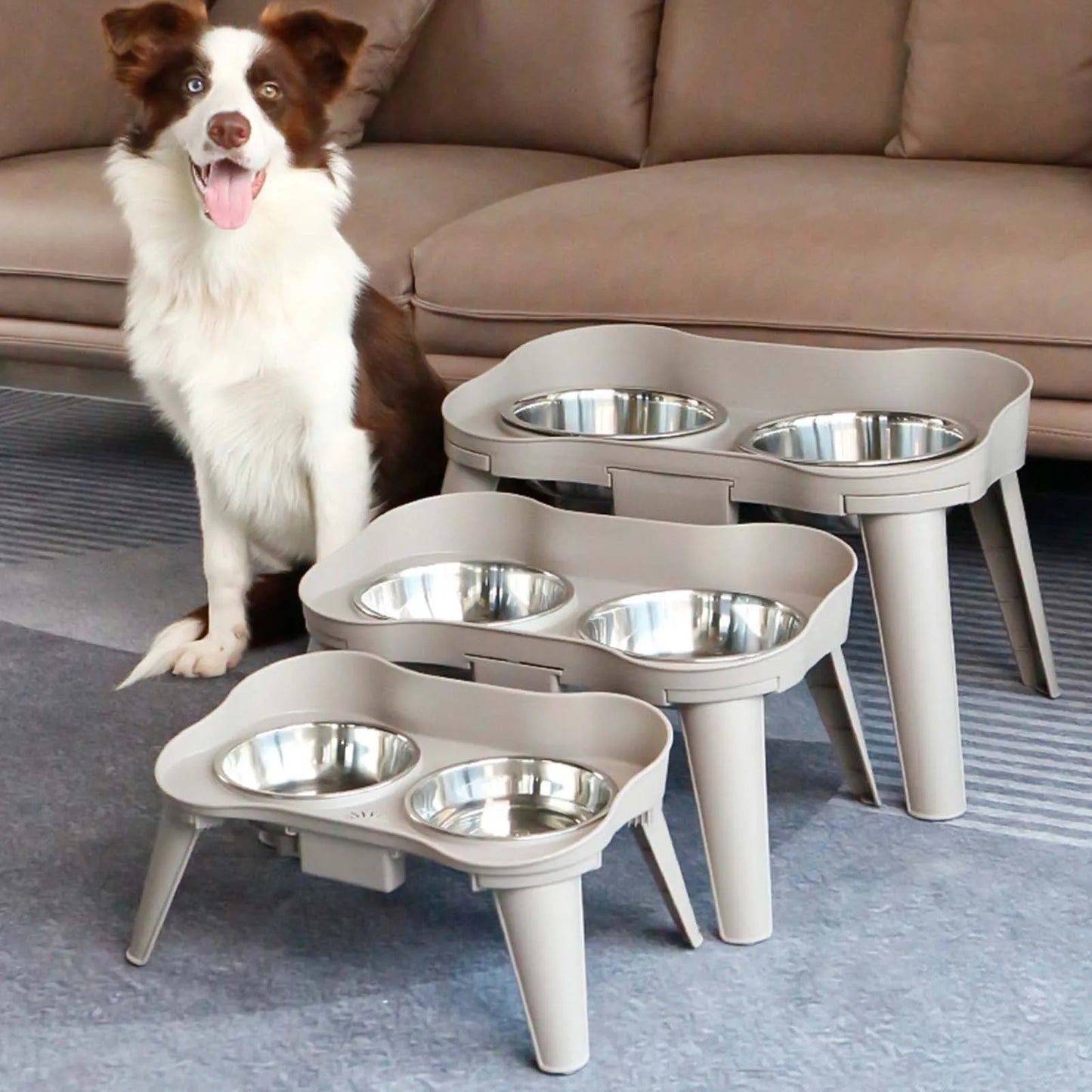 Hign-concerned Elevated Dog Feeder Stainless Steel No Spill Design