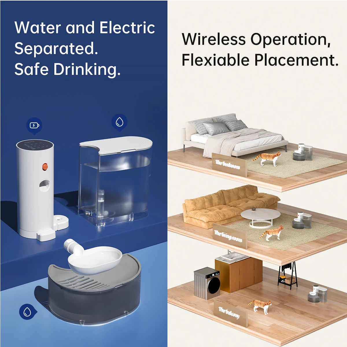 Hign-concerned Smart Wireless Cat Water Dispenser Fountain And Feeder