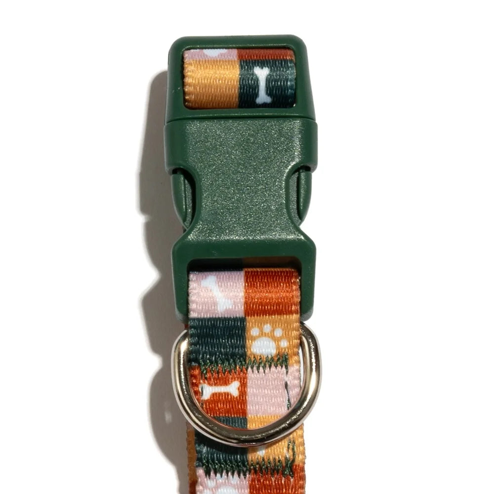 XMSJ Paw Bone Print Adjustable Dog Collar Durable Polyester