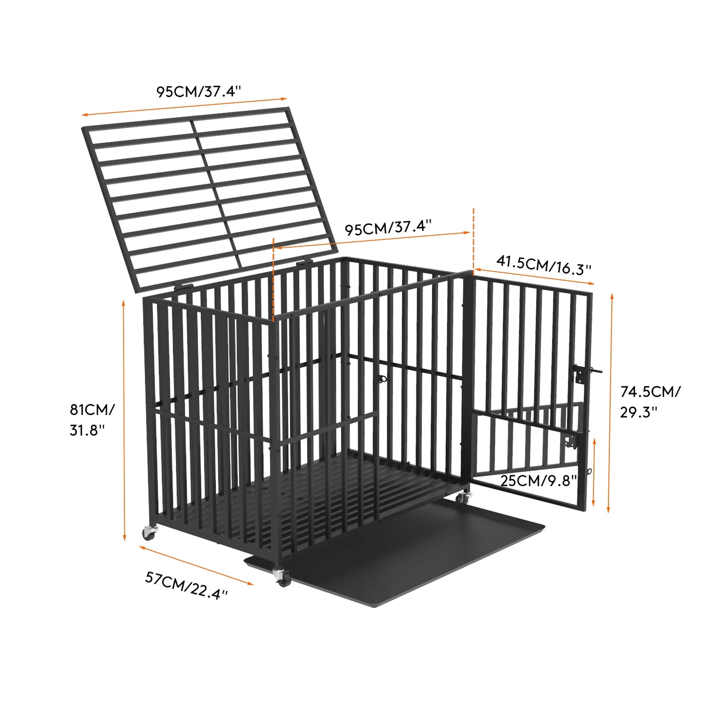 BINGOPAW Heavy Duty Dog Crate With Lockable Wheels