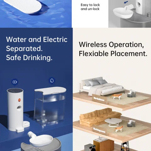 Hign-concerned Smart Wireless Cat Water Dispenser Fountain And Feeder