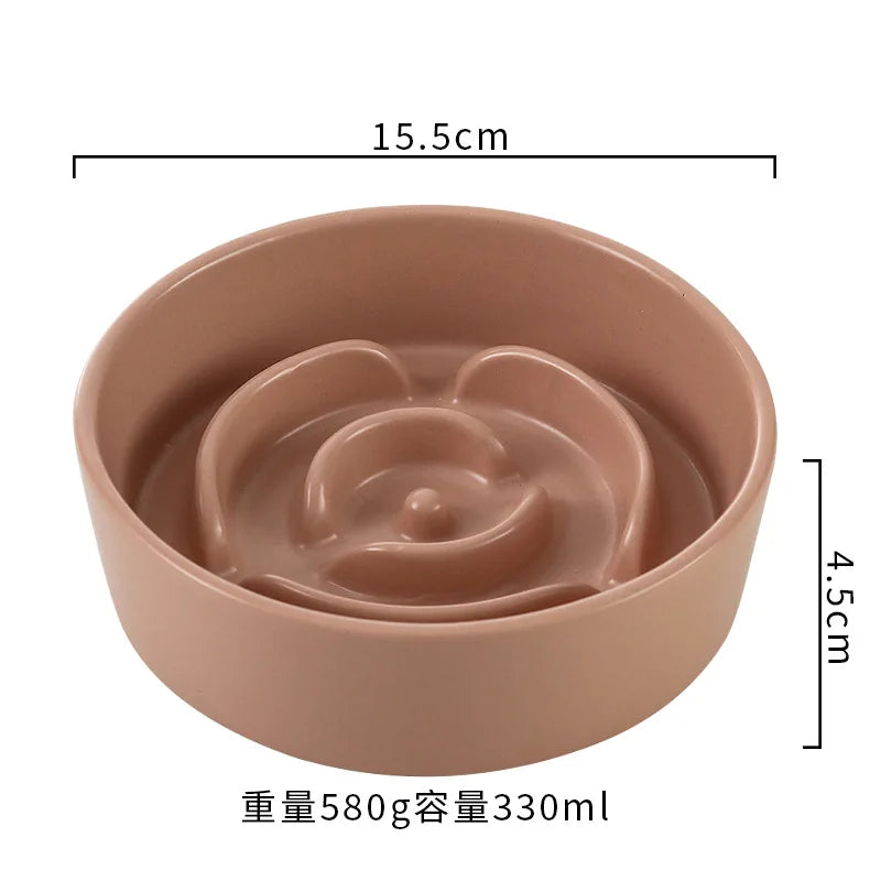 Ceramic Slow Feeder Pet Bowl For Cats And Dogs Anti Choke