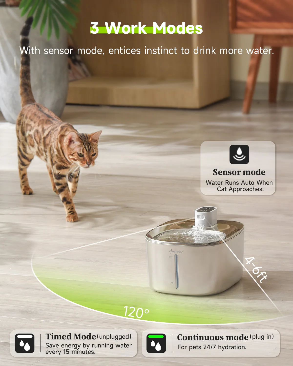 APETDOLA Wireless Cat And Dog Water Fountain Auto Sensor